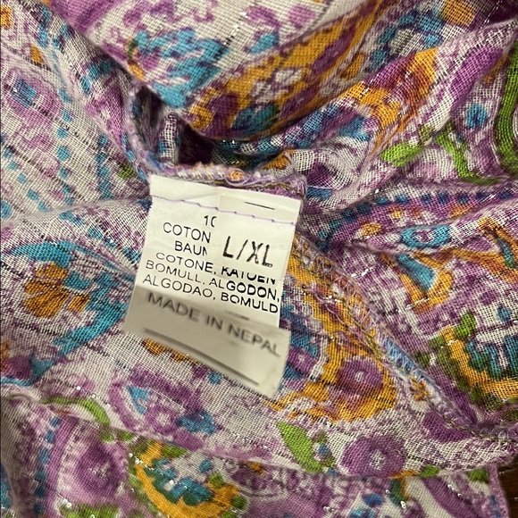 Made in Nepal 100% Cotton Colorful Paisley Short Kurta Tunic Size L/XL - Picture 9 of 11